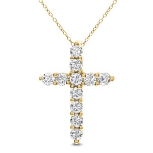 18KT 1.57 CT Diamond Cross Shape With Chain