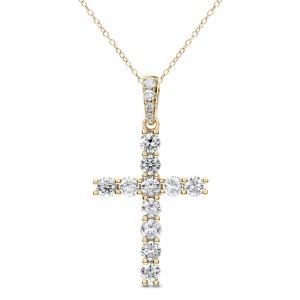 18KT 1.50 CT Diamond Cross Shape With Chain