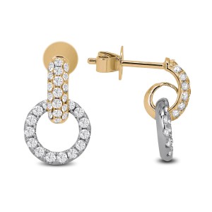18KT 0.72 CT Two-Tone Gold Diamond Drop Earrings