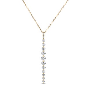 18KT 0.95 CT Diamond Linear Pendant With Chain