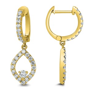 18KT 1.09 CT Diamond Marquise Drop Earrings
