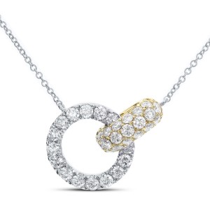 18KT 1.00 CT Diamond Round Shape Pendant Necklace with Chain
