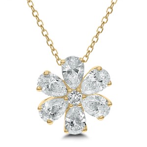 18KT 1.50 CT Diamond Blossom Shape Pendant With Chain